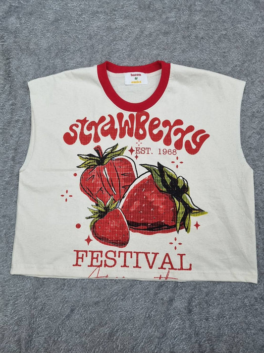 เสื้อครอปสไตล์วินเทจ พิมพ์ลายสตอเบอรรี่ FESTIVAL (สำเนา)