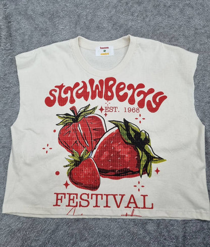 เสื้อครอปสไตล์วินเทจ พิมพ์ลายสตอเบอรรี่  FESTIVAL (สำเนา)